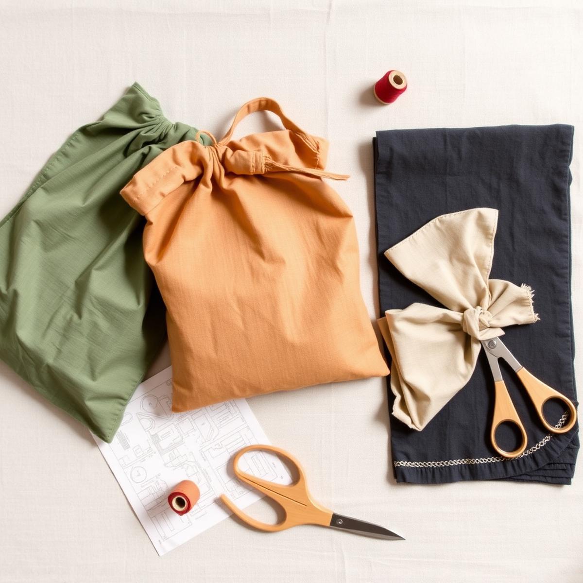 Eco-friendly reusable sewing projects: drawstring bags, cloth napkins, and pattern paper